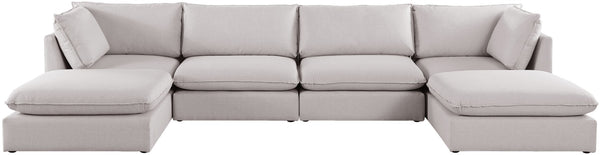 Mackenzie Linen Textured Fabric / Engineered Wood / Foam Contemporary Beige Durable Linen Textured Modular Sectional - 160" W x 80" D x 35" H