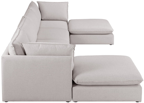 Mackenzie Linen Textured Fabric / Engineered Wood / Foam Contemporary Beige Durable Linen Textured Modular Sectional - 160" W x 80" D x 35" H