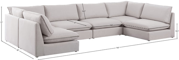 Mackenzie Linen Textured Fabric / Engineered Wood / Foam Contemporary Beige Durable Linen Textured Modular Sectional - 160" W x 80" D x 35" H