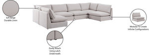 Mackenzie Linen Textured Fabric / Engineered Wood / Foam Contemporary Beige Durable Linen Textured Modular Sectional - 160" W x 80" D x 35" H