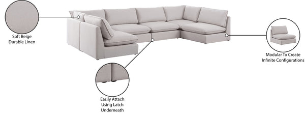 Mackenzie Linen Textured Fabric / Engineered Wood / Foam Contemporary Beige Durable Linen Textured Modular Sectional - 160" W x 80" D x 35" H