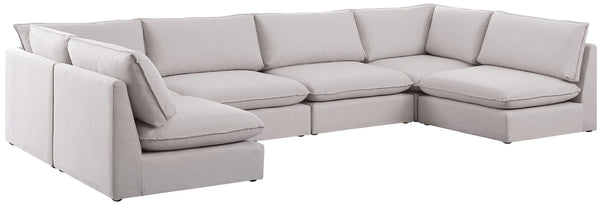 Mackenzie Linen Textured Fabric / Engineered Wood / Foam Contemporary Beige Durable Linen Textured Modular Sectional - 160" W x 80" D x 35" H