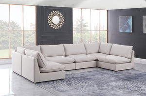 Mackenzie Linen Textured Fabric / Engineered Wood / Foam Contemporary Beige Durable Linen Textured Modular Sectional - 160" W x 80" D x 35" H