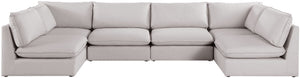 Mackenzie Linen Textured Fabric / Engineered Wood / Foam Contemporary Beige Durable Linen Textured Modular Sectional - 160" W x 80" D x 35" H