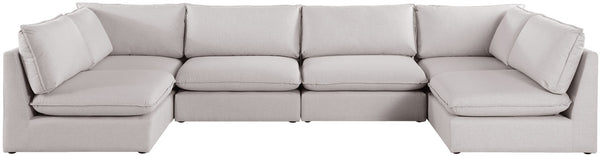Mackenzie Linen Textured Fabric / Engineered Wood / Foam Contemporary Beige Durable Linen Textured Modular Sectional - 160" W x 80" D x 35" H