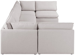 Mackenzie Linen Textured Fabric / Engineered Wood / Foam Contemporary Beige Durable Linen Textured Modular Sectional - 160" W x 80" D x 35" H