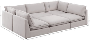 Mackenzie Linen Textured Fabric / Engineered Wood / Foam Contemporary Beige Durable Linen Textured Modular Sectional - 120" W x 80" D x 35" H