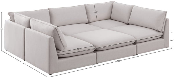 Mackenzie Linen Textured Fabric / Engineered Wood / Foam Contemporary Beige Durable Linen Textured Modular Sectional - 120" W x 80" D x 35" H