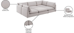Mackenzie Linen Textured Fabric / Engineered Wood / Foam Contemporary Beige Durable Linen Textured Modular Sectional - 120" W x 80" D x 35" H