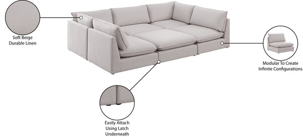 Mackenzie Linen Textured Fabric / Engineered Wood / Foam Contemporary Beige Durable Linen Textured Modular Sectional - 120" W x 80" D x 35" H