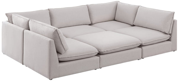 Mackenzie Linen Textured Fabric / Engineered Wood / Foam Contemporary Beige Durable Linen Textured Modular Sectional - 120" W x 80" D x 35" H