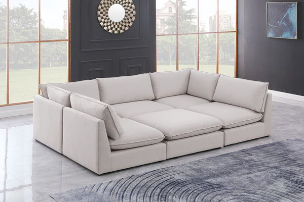 Mackenzie Linen Textured Fabric / Engineered Wood / Foam Contemporary Beige Durable Linen Textured Modular Sectional - 120" W x 80" D x 35" H