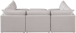 Mackenzie Linen Textured Fabric / Engineered Wood / Foam Contemporary Beige Durable Linen Textured Modular Sectional - 120" W x 80" D x 35" H