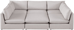 Mackenzie Linen Textured Fabric / Engineered Wood / Foam Contemporary Beige Durable Linen Textured Modular Sectional - 120" W x 80" D x 35" H