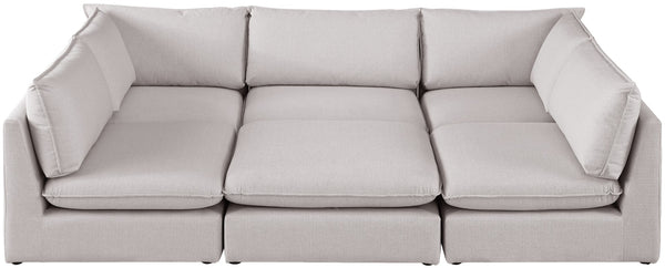 Mackenzie Linen Textured Fabric / Engineered Wood / Foam Contemporary Beige Durable Linen Textured Modular Sectional - 120" W x 80" D x 35" H