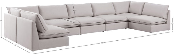 Mackenzie Linen Textured Fabric / Engineered Wood / Foam Contemporary Beige Durable Linen Textured Modular Sectional - 200" W x 80" D x 35" H
