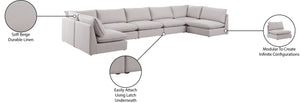 Mackenzie Linen Textured Fabric / Engineered Wood / Foam Contemporary Beige Durable Linen Textured Modular Sectional - 200" W x 80" D x 35" H