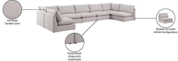 Mackenzie Linen Textured Fabric / Engineered Wood / Foam Contemporary Beige Durable Linen Textured Modular Sectional - 200" W x 80" D x 35" H