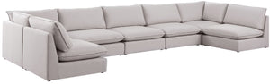 Mackenzie Linen Textured Fabric / Engineered Wood / Foam Contemporary Beige Durable Linen Textured Modular Sectional - 200" W x 80" D x 35" H