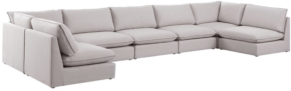 Mackenzie Linen Textured Fabric / Engineered Wood / Foam Contemporary Beige Durable Linen Textured Modular Sectional - 200" W x 80" D x 35" H
