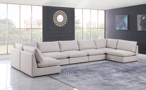 Mackenzie Linen Textured Fabric / Engineered Wood / Foam Contemporary Beige Durable Linen Textured Modular Sectional - 200" W x 80" D x 35" H