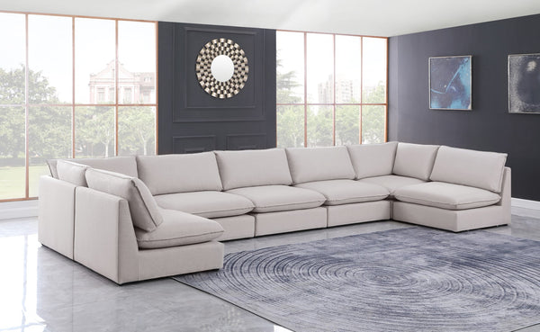Mackenzie Linen Textured Fabric / Engineered Wood / Foam Contemporary Beige Durable Linen Textured Modular Sectional - 200" W x 80" D x 35" H