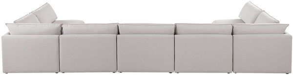 Mackenzie Linen Textured Fabric / Engineered Wood / Foam Contemporary Beige Durable Linen Textured Modular Sectional - 200" W x 80" D x 35" H