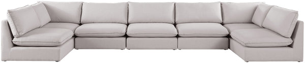 Mackenzie Linen Textured Fabric / Engineered Wood / Foam Contemporary Beige Durable Linen Textured Modular Sectional - 200" W x 80" D x 35" H