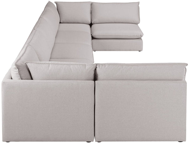 Mackenzie Linen Textured Fabric / Engineered Wood / Foam Contemporary Beige Durable Linen Textured Modular Sectional - 200" W x 80" D x 35" H