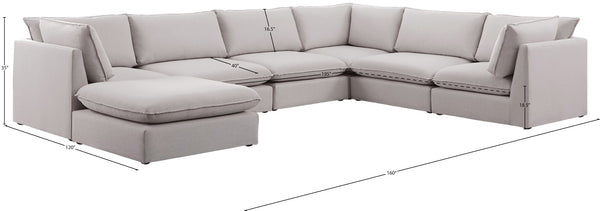 Mackenzie Linen Textured Fabric / Engineered Wood / Foam Contemporary Beige Durable Linen Textured Modular Sectional - 160" W x 120" D x 35" H