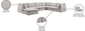 Mackenzie Linen Textured Fabric / Engineered Wood / Foam Contemporary Beige Durable Linen Textured Modular Sectional - 160" W x 120" D x 35" H