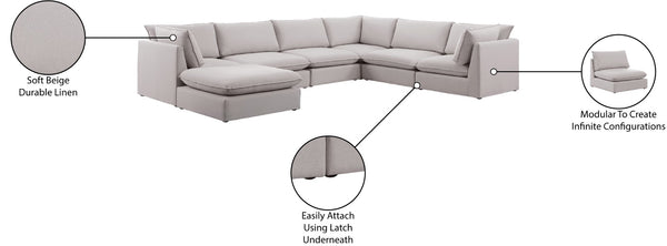 Mackenzie Linen Textured Fabric / Engineered Wood / Foam Contemporary Beige Durable Linen Textured Modular Sectional - 160" W x 120" D x 35" H