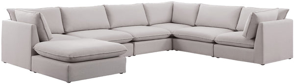 Mackenzie Linen Textured Fabric / Engineered Wood / Foam Contemporary Beige Durable Linen Textured Modular Sectional - 160" W x 120" D x 35" H