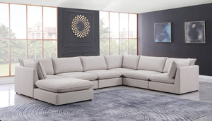 Mackenzie Linen Textured Fabric / Engineered Wood / Foam Contemporary Beige Durable Linen Textured Modular Sectional - 160" W x 120" D x 35" H