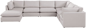 Mackenzie Linen Textured Fabric / Engineered Wood / Foam Contemporary Beige Durable Linen Textured Modular Sectional - 160" W x 120" D x 35" H