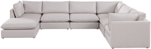 Mackenzie Linen Textured Fabric / Engineered Wood / Foam Contemporary Beige Durable Linen Textured Modular Sectional - 160" W x 120" D x 35" H