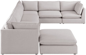 Mackenzie Linen Textured Fabric / Engineered Wood / Foam Contemporary Beige Durable Linen Textured Modular Sectional - 160" W x 120" D x 35" H