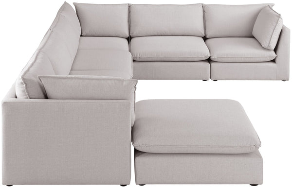 Mackenzie Linen Textured Fabric / Engineered Wood / Foam Contemporary Beige Durable Linen Textured Modular Sectional - 160" W x 120" D x 35" H