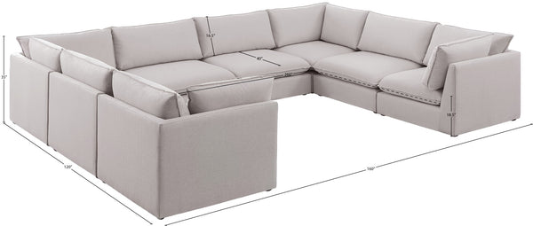 Mackenzie Linen Textured Fabric / Engineered Wood / Foam Contemporary Beige Durable Linen Textured Modular Sectional - 160" W x 120" D x 35" H
