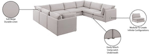 Mackenzie Linen Textured Fabric / Engineered Wood / Foam Contemporary Beige Durable Linen Textured Modular Sectional - 160" W x 120" D x 35" H