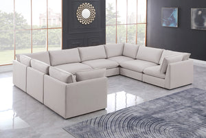 Mackenzie Linen Textured Fabric / Engineered Wood / Foam Contemporary Beige Durable Linen Textured Modular Sectional - 160" W x 120" D x 35" H