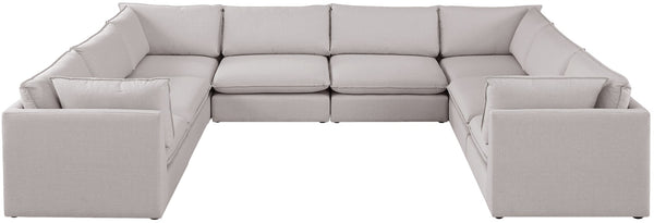Mackenzie Linen Textured Fabric / Engineered Wood / Foam Contemporary Beige Durable Linen Textured Modular Sectional - 160" W x 120" D x 35" H