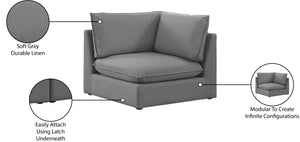Mackenzie Linen Textured Fabric / Engineered Wood / Foam Contemporary Grey Durable Linen Textured Corner - 40" W x 40" D x 35" H