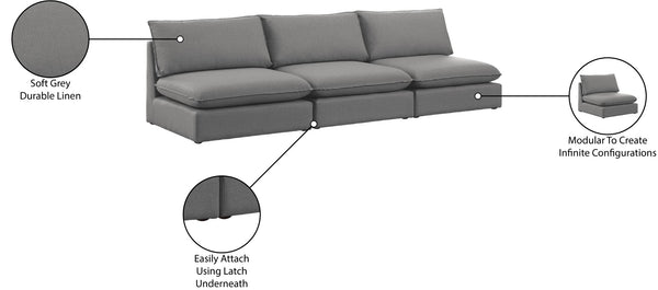 Mackenzie Linen Textured Fabric / Engineered Wood / Foam Contemporary Grey Durable Linen Textured Modular Sofa - 120" W x 40" D x 35" H