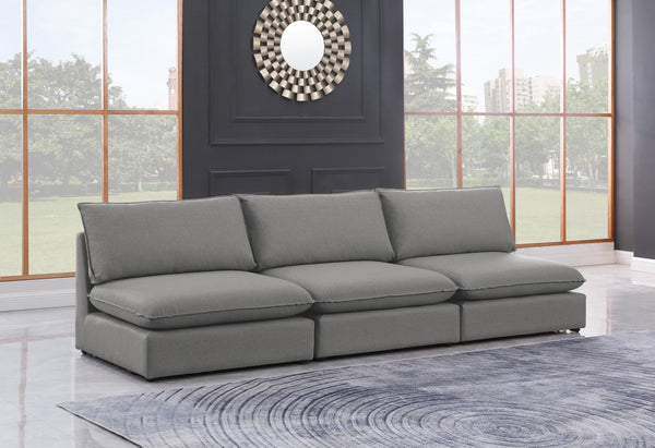 Mackenzie Linen Textured Fabric / Engineered Wood / Foam Contemporary Grey Durable Linen Textured Modular Sofa - 120" W x 40" D x 35" H