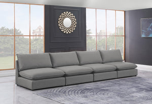 Mackenzie Linen Textured Fabric / Engineered Wood / Foam Contemporary Grey Durable Linen Textured Modular Sofa - 160" W x 40" D x 35" H