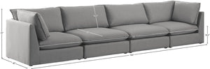 Mackenzie Linen Textured Fabric / Engineered Wood / Foam Contemporary Grey Durable Linen Textured Modular Sofa - 160" W x 40" D x 35" H