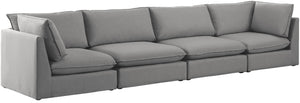 Mackenzie Linen Textured Fabric / Engineered Wood / Foam Contemporary Grey Durable Linen Textured Modular Sofa - 160" W x 40" D x 35" H