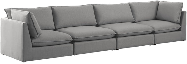 Mackenzie Linen Textured Fabric / Engineered Wood / Foam Contemporary Grey Durable Linen Textured Modular Sofa - 160" W x 40" D x 35" H