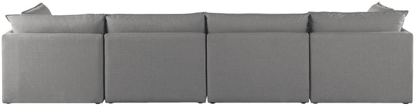 Mackenzie Linen Textured Fabric / Engineered Wood / Foam Contemporary Grey Durable Linen Textured Modular Sofa - 160" W x 40" D x 35" H